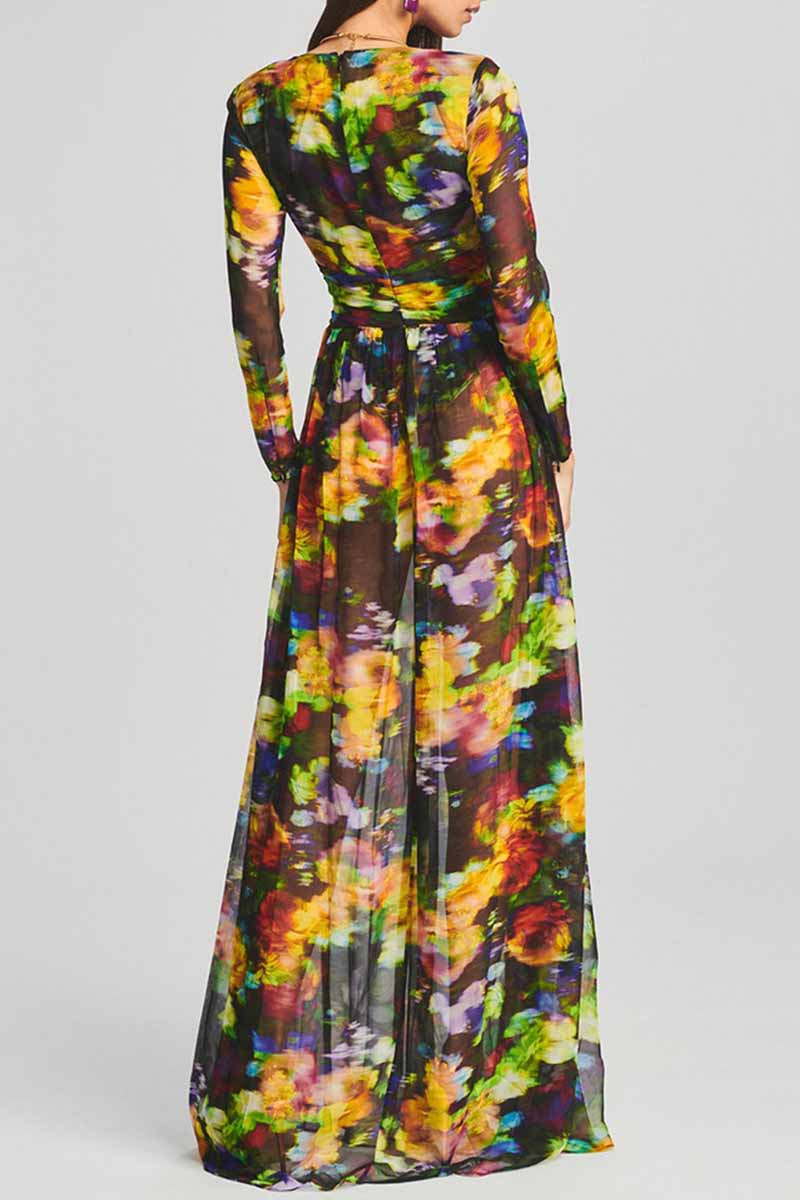 Deep Printed Maxi Dress