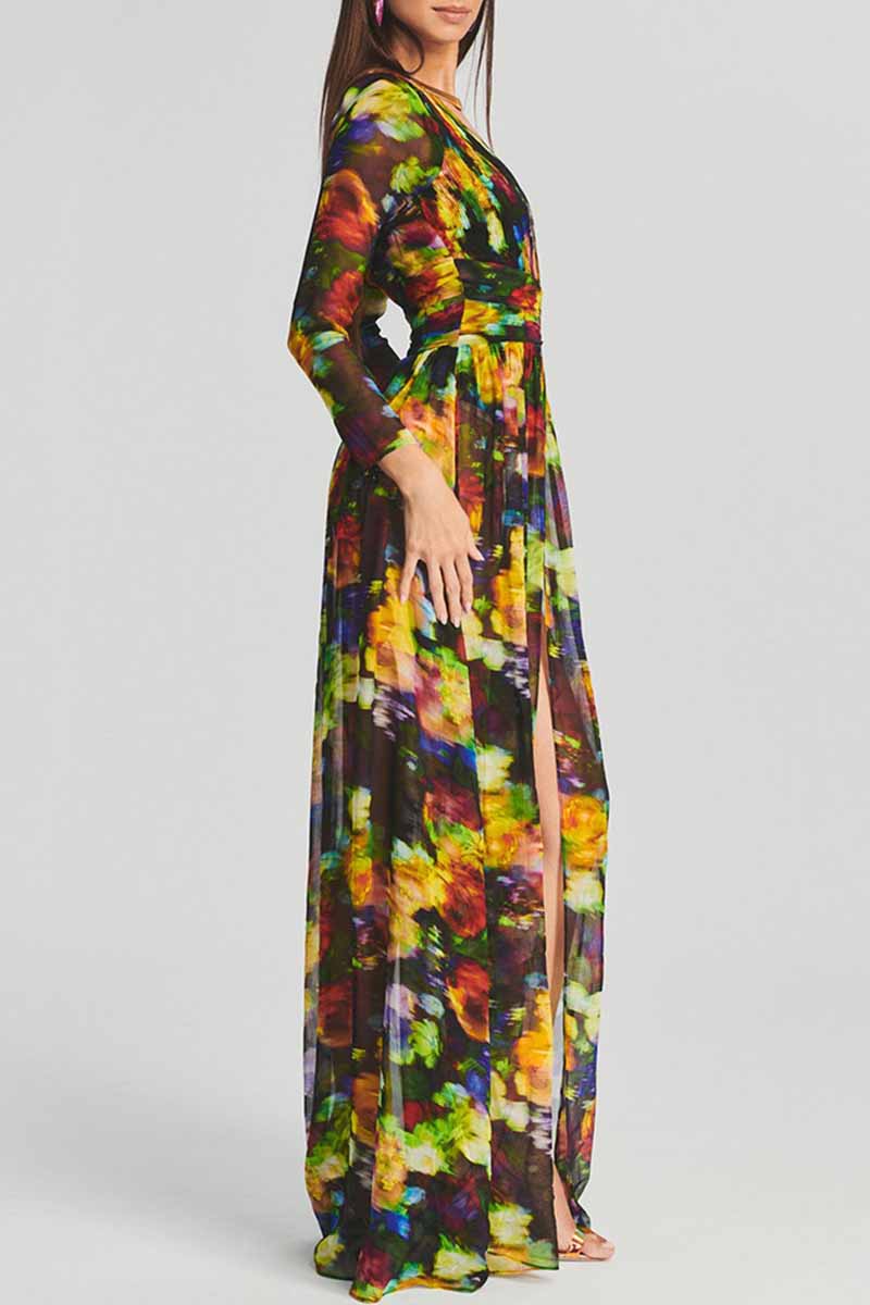 Deep Printed Maxi Dress