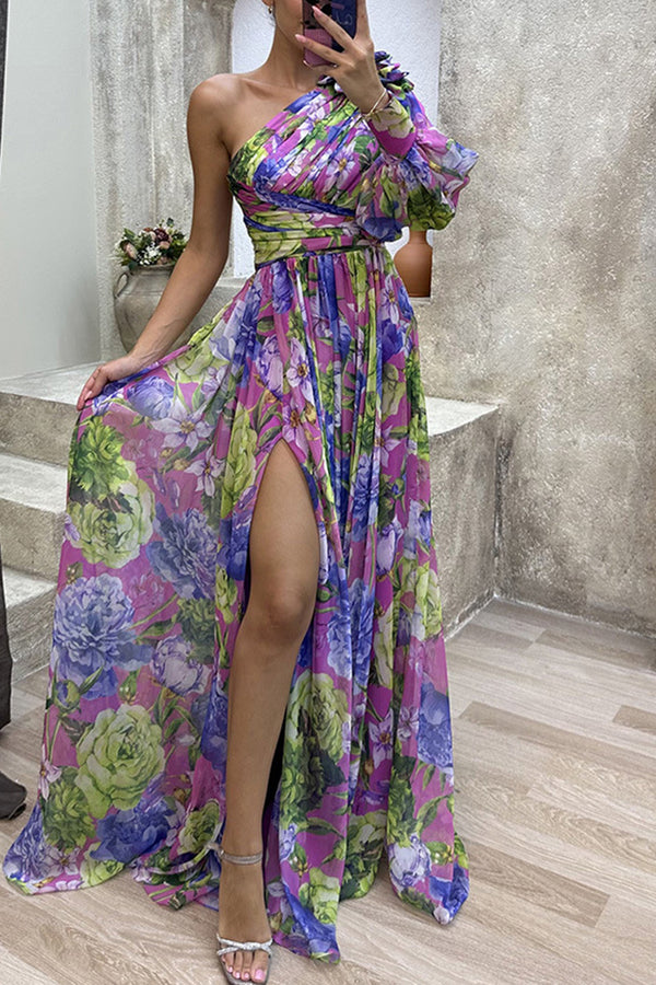 Elegant Floral Slit Evening Dress Dresses