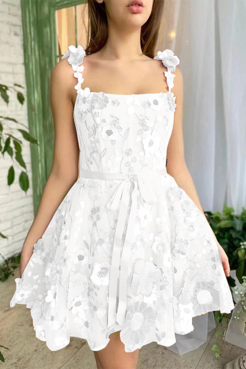 Sweet Elegant Flowers Lace Embroidered Princess Dresses
